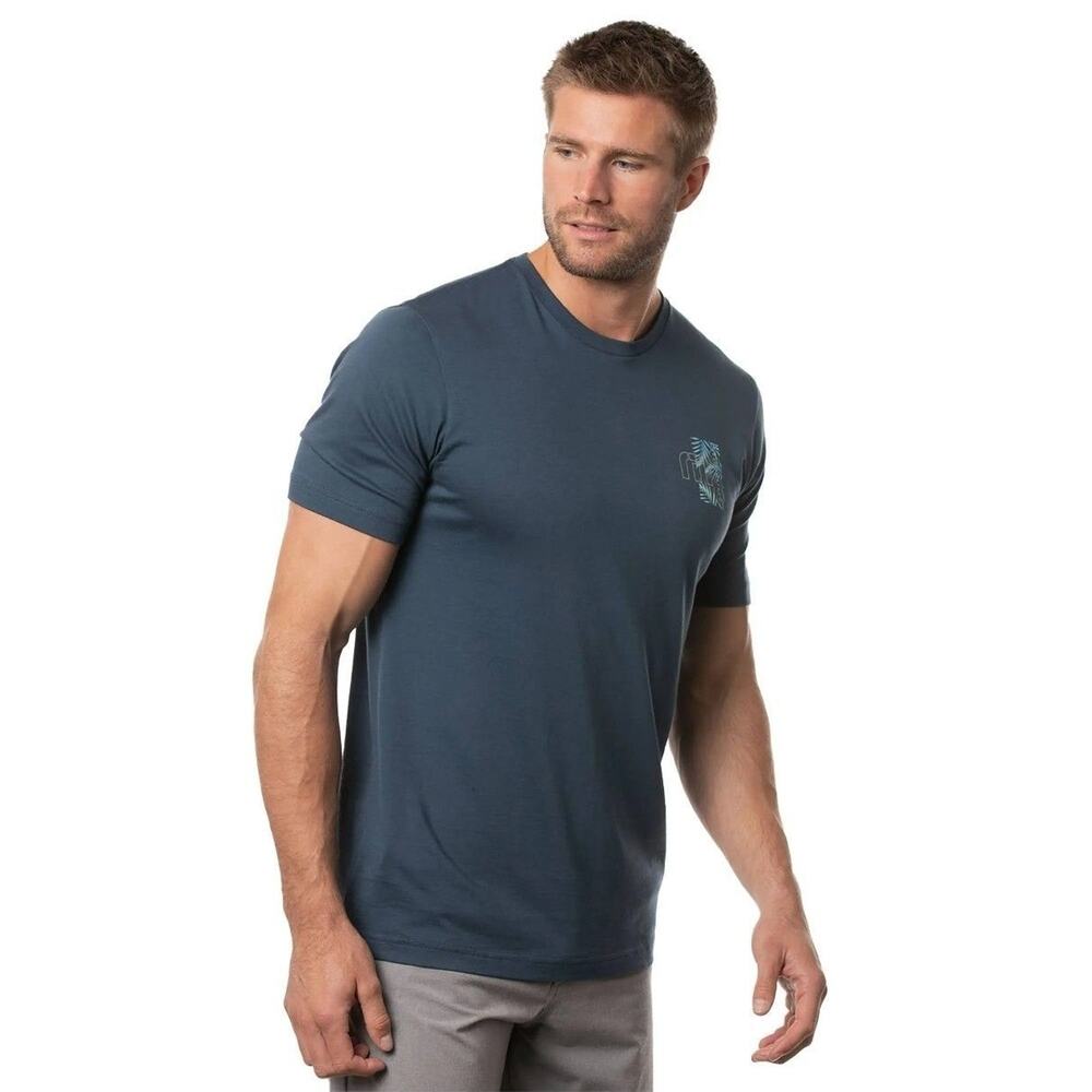 NWT TravisMathew Men's Lake House Pima Cotton Tropical T-Shirt Steel Blue Size S - Picture 3 of 4